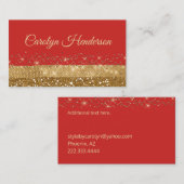 Rood en Goud Glittery Visitekaartje (Voorkant / Achterkant)
