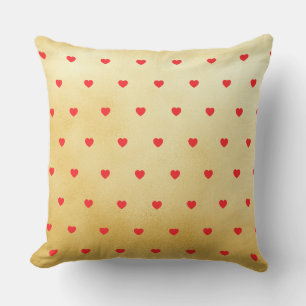 Rood en Goud Hartjes Patroon Buitenkussen