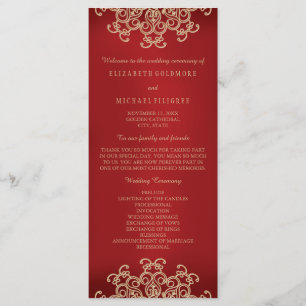 Rood en Goud Indisch Geïnspireerd Huwelijksprogram Programma