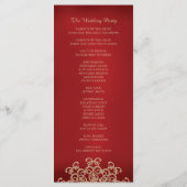 Rood en Goud Indisch Geïnspireerd Huwelijksprogram Programma (Achterkant)