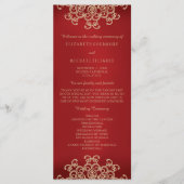 Rood en Goud Indisch Geïnspireerd Huwelijksprogram Programma (Voorkant)
