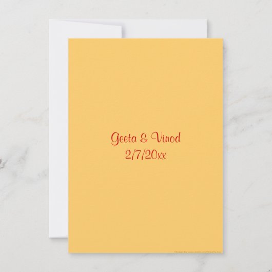 Rood en goud Indische bruiloft Kaart (Achterkant)