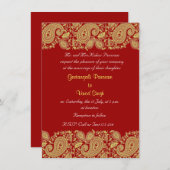 Rood en goud Indische bruiloft Kaart (Voorkant / Achterkant)