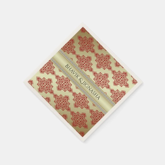 Rood en Goud Indische Damask bruiloft servet (Hoek)
