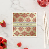 Rood en Goud Indische Damask bruiloft servet (Insitu)