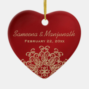 Rood en Goud Indische Stijl Huwelijkspartij Favor Keramisch Ornament