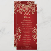 Rood en Goud Indische Stijl Menu Kaarten (Voorkant / Achterkant)