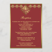 Rood en Goud Ingelijste Ornamentale Huwelijksrecep Informatiekaartje (Voorkant)