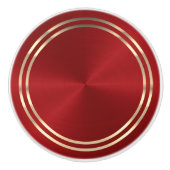 Rood en goud keramische knop (Voorkant)