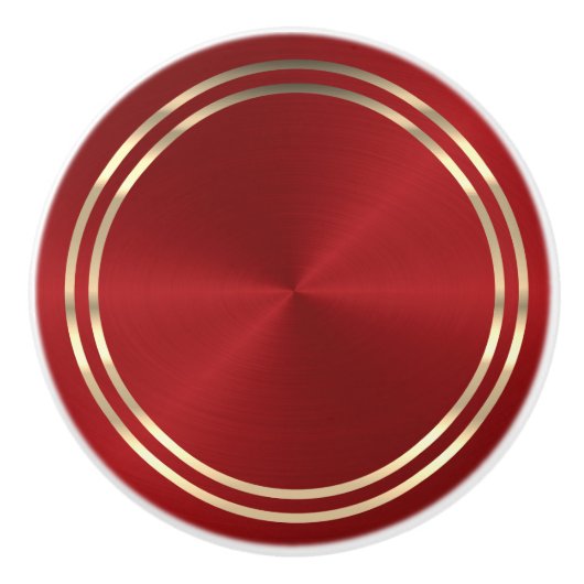 Rood en goud keramische knop (Voorkant)