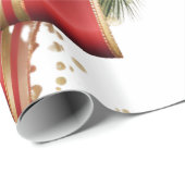 Rood en Goud Kerstmis Bow Feestelijk Cadeaupapier (Rol Hoek)