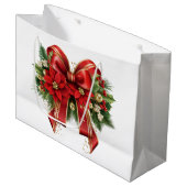 Rood en Goud Kerstmis Bow Feestelijk Groot Cadeauzakje (Voorkant Gekanteld)