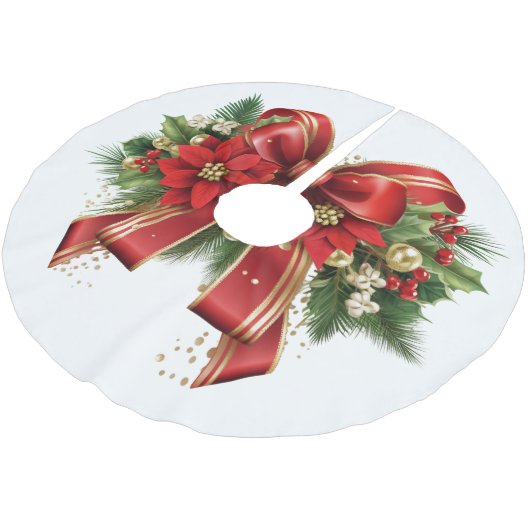 Rood en Goud Kerstmis Bow Feestelijk Kerstboom Rok (Gekanteld)