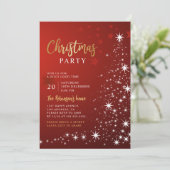 Rood en Goud Kerstmis Partij Sterren Boom Kaart (Staand voorkant)