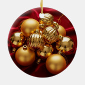 Rood en goud kerstversiering keramisch ornament (Achterkant)