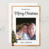 Rood en Goud Lijst Kerstmis Foto Flat Feestdagenkaart (Voorkant / Achterkant)