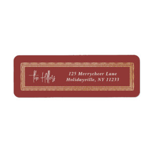 Rood en Goud Lijst Script Retouradres Etiket