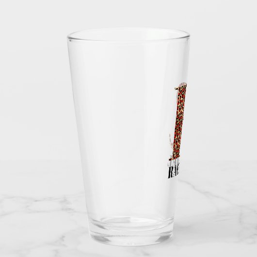 Rood en Goud Luipaard Glam Monogram R Glas (Rechts)
