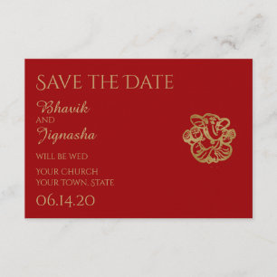 Rood en Goud Mandala Indiase bruiloft Save the Dat Date