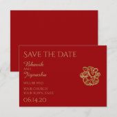 Rood en Goud Mandala Indiase bruiloft Save the Dat Date (Voorkant / Achterkant)