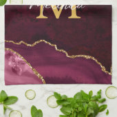 Rood en Goud Marmeren Agaat Theedoek (Gevouwen)