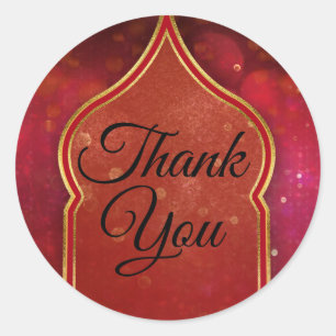 Rood en goud Marokkaans Arabisch gevechtsfeest Ronde Sticker