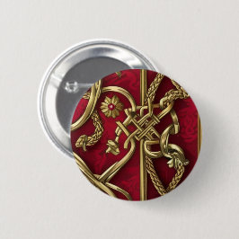 rood en goud middeleeuws decor ronde button 5,7 cm