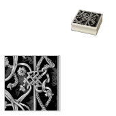 rood en goud middeleeuws decor 	rubberstempel (Gestempeld)