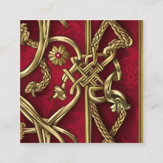 rood en goud middeleeuws decor vierkante visitekaartje (Voorkant)