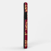 Rood en goud monogram damast Case-Mate iPhone case (Achterkant/rechts)