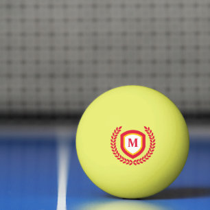 Rood en Goud Monogram Logo Crest Pingpongballen