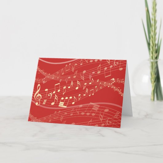 Rood en Goud Musical Christmas Blank Wenskaart Feestdagen Kaart (Voorkant)
