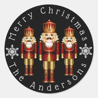 Rood en Goud Notenkraker Personaliseer Klassieke R Ronde Sticker