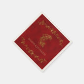 Rood en Goud Peacock Indiase Bruiloft Servet (Hoek)