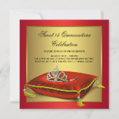 Rood en goud Quinceanera Kaart