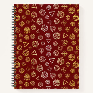 Rood en goud rollenspel dobbelstenen d20 gamer notitieboek
