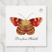 Rood en Goud  Roos Quinceañera Bedankjes Labels (Achterkant)