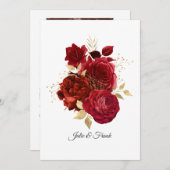 Rood en Goud  Rozen Bruiloft/Verloving Aankondiging (Voorkant / Achterkant)