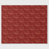 Rood en Goud Script Vrolijk Kerstfeest Cadeaupapier (Vlak)