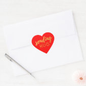 Rood en Goud Sociale Afstand Knuffel Hart Sticker (Envelop)