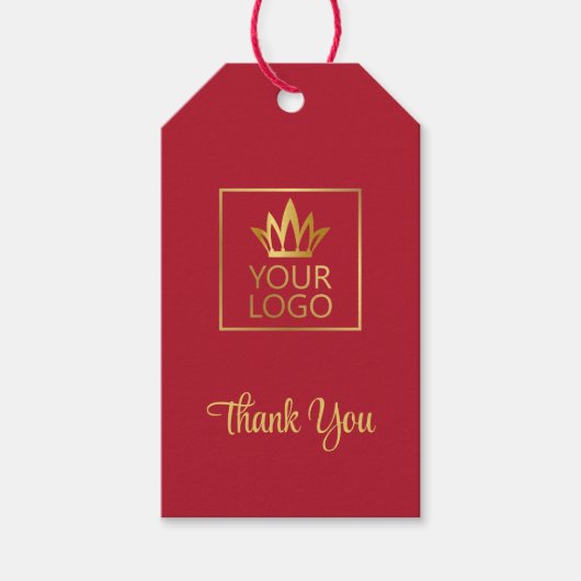 Rood en Goud Uw Logo Dank U Cadeaulabel (Voorkant)