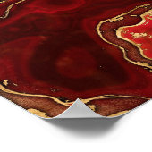 Rood en goud Vloeibare marmer Abstract Poster (Hoek)