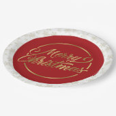 Rood en Goud Vrolijk Kerstpapier Bord (Gekanteld)