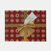 Rood- en goudblauw Snowflake Merry Kerstdoormat Deurmat (Voorkant)