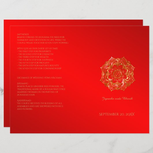 Rood en goudbloem Indiaas bruiloft (Voorkant / Achterkant)