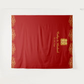 Rood en goudbloem roos chinese trouwachtergrond wandkleed (Voorkant (horizontaal))