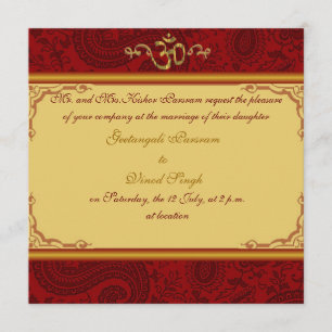 Rood- en gouddamesbrocade Hindu-bruiloft Kaart