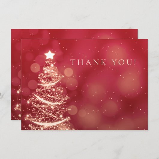 Rood en gouden kerstbruiloft bedankkaart (Voorkant / Achterkant)