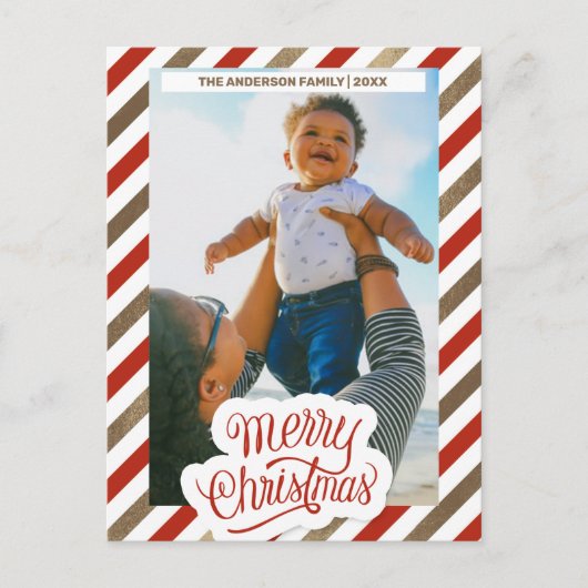 Rood- en gouden kerstfeestbriefkaart feestdagenkaart (Voorkant)