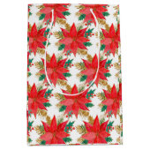 Rood en gouden kerstpatronen medium cadeauzakje (Voorkant)